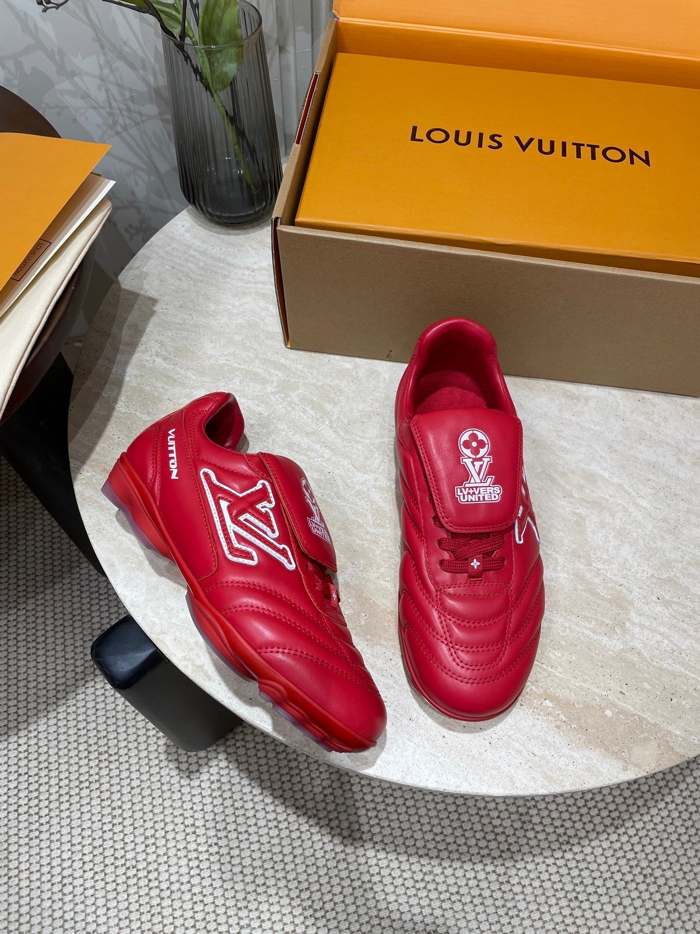 FOOTPRINT SOCCER SNEAKER IN CHERRY RED CALFSKIN、mysite、Cacoeks