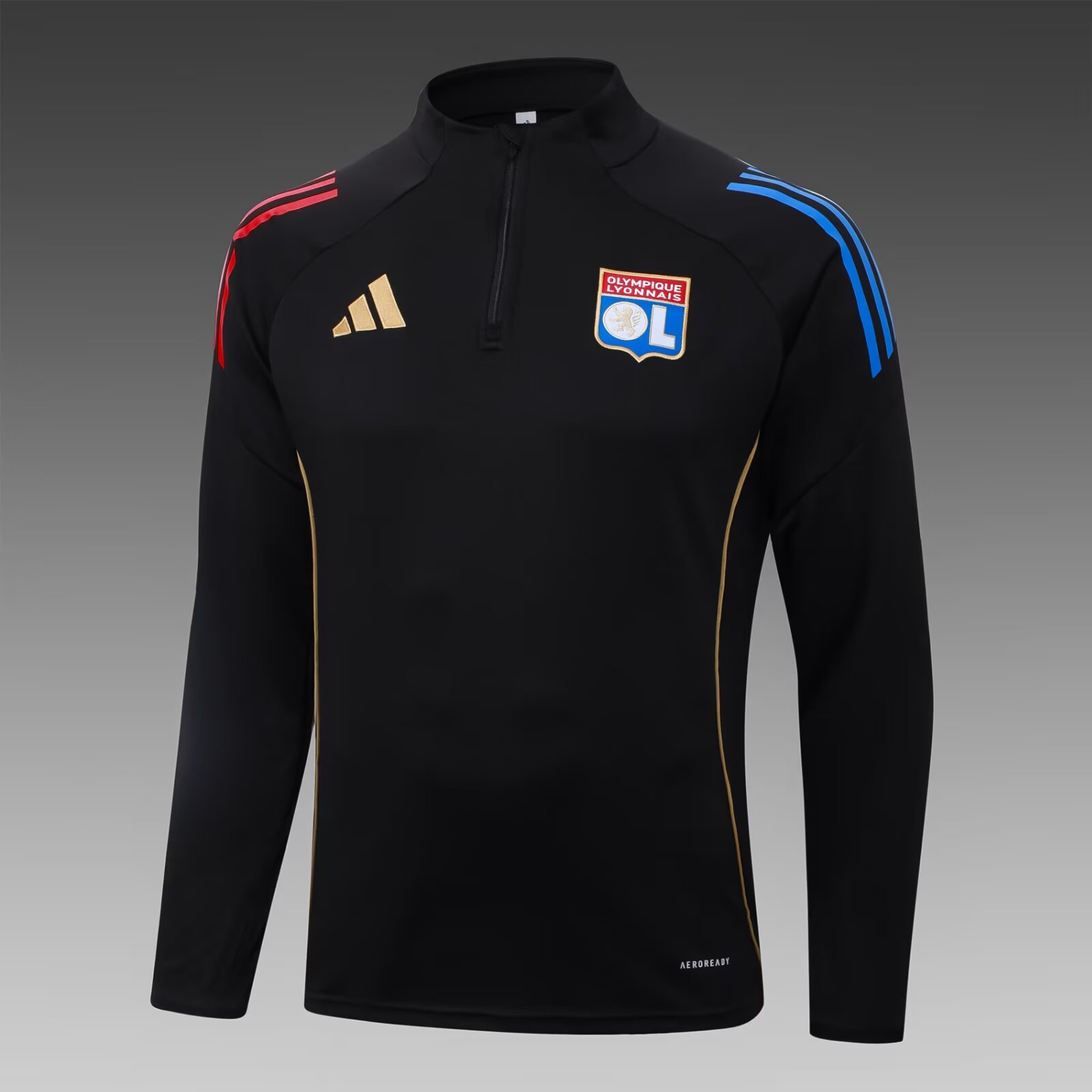 2025/2026 Lyon Half-Pull Training Suit Black Football Shirt Set:football jersey mysite: unitedjerseyfootball 邓江浪:football