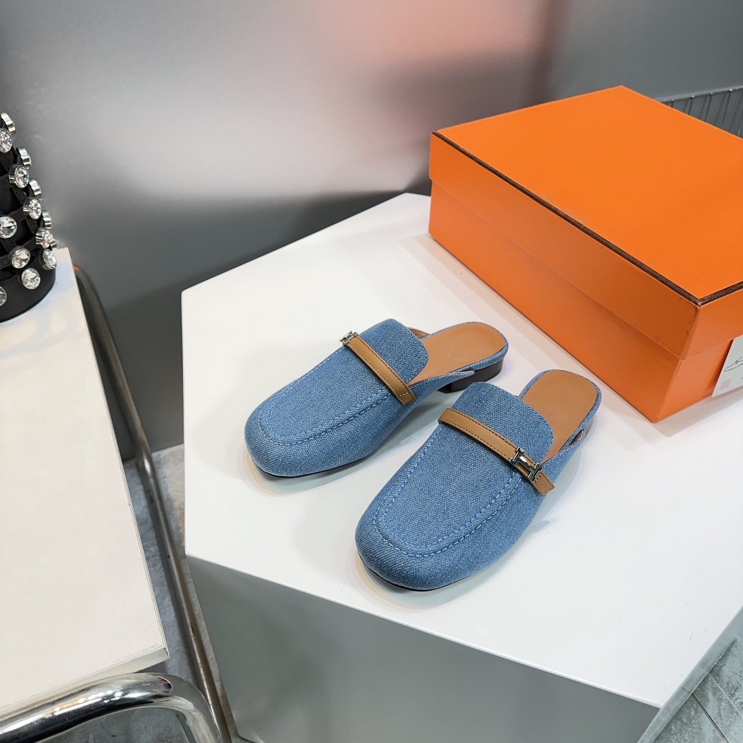 Lena Mule Blue Denim、mysite、Cacoeks