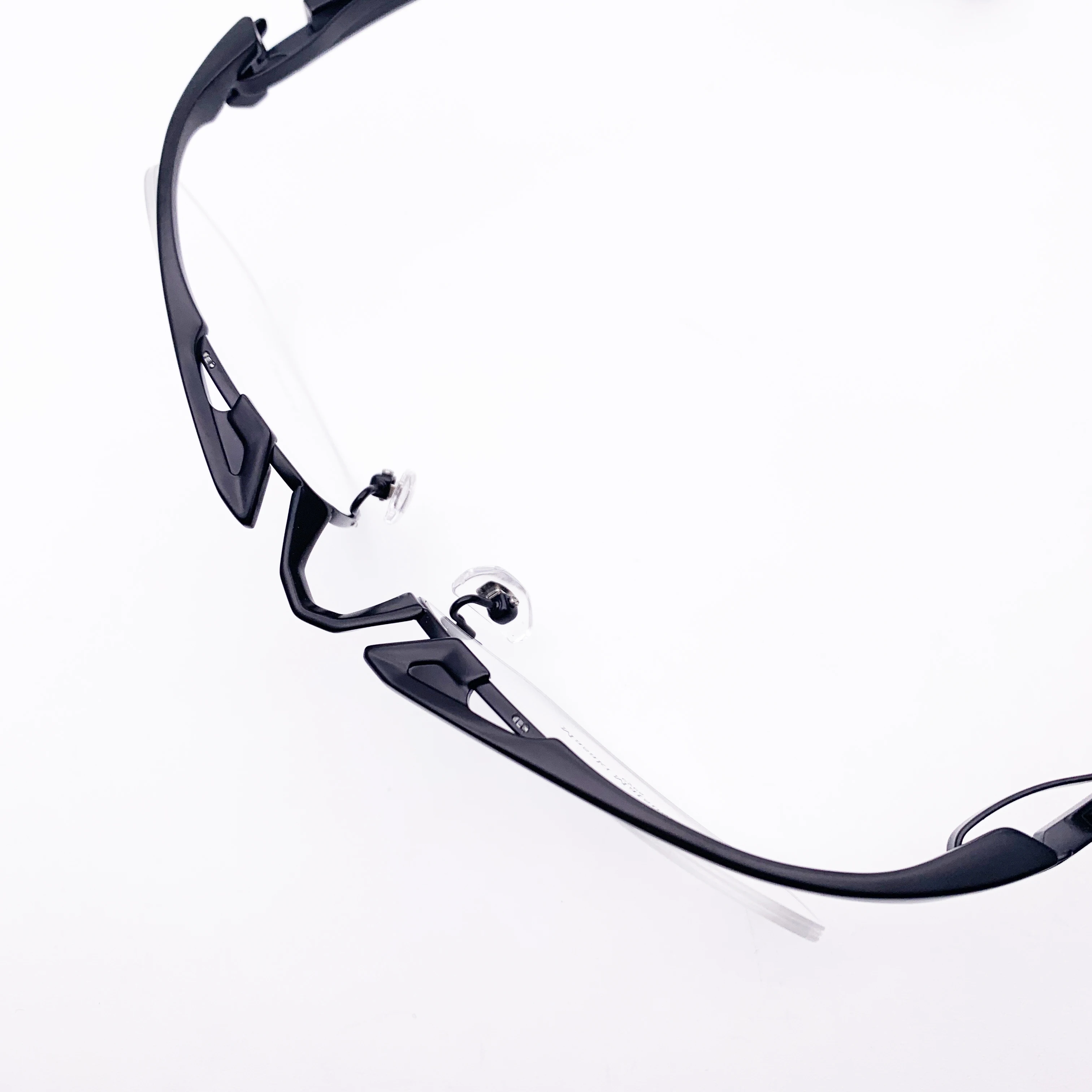 Belight Optical Japan Futuristic Design Titanium Half Rimless Frame For Big Face Men Prescription Semi Eyeglasses MF1230