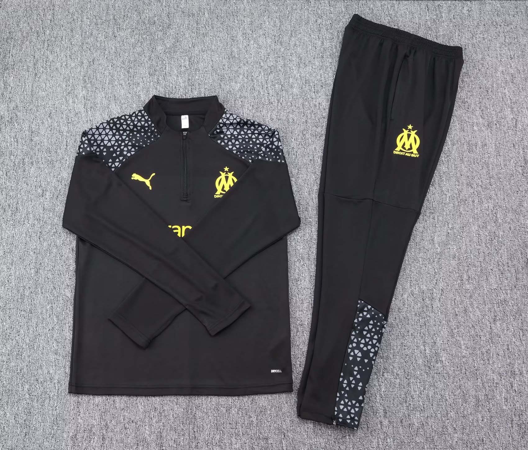 2023/2024 Olympique de Marseille Half-Pull Training Suit Black Football Jersey Set:football jersey mysite: unitedjerseyfootball 邓江浪:football