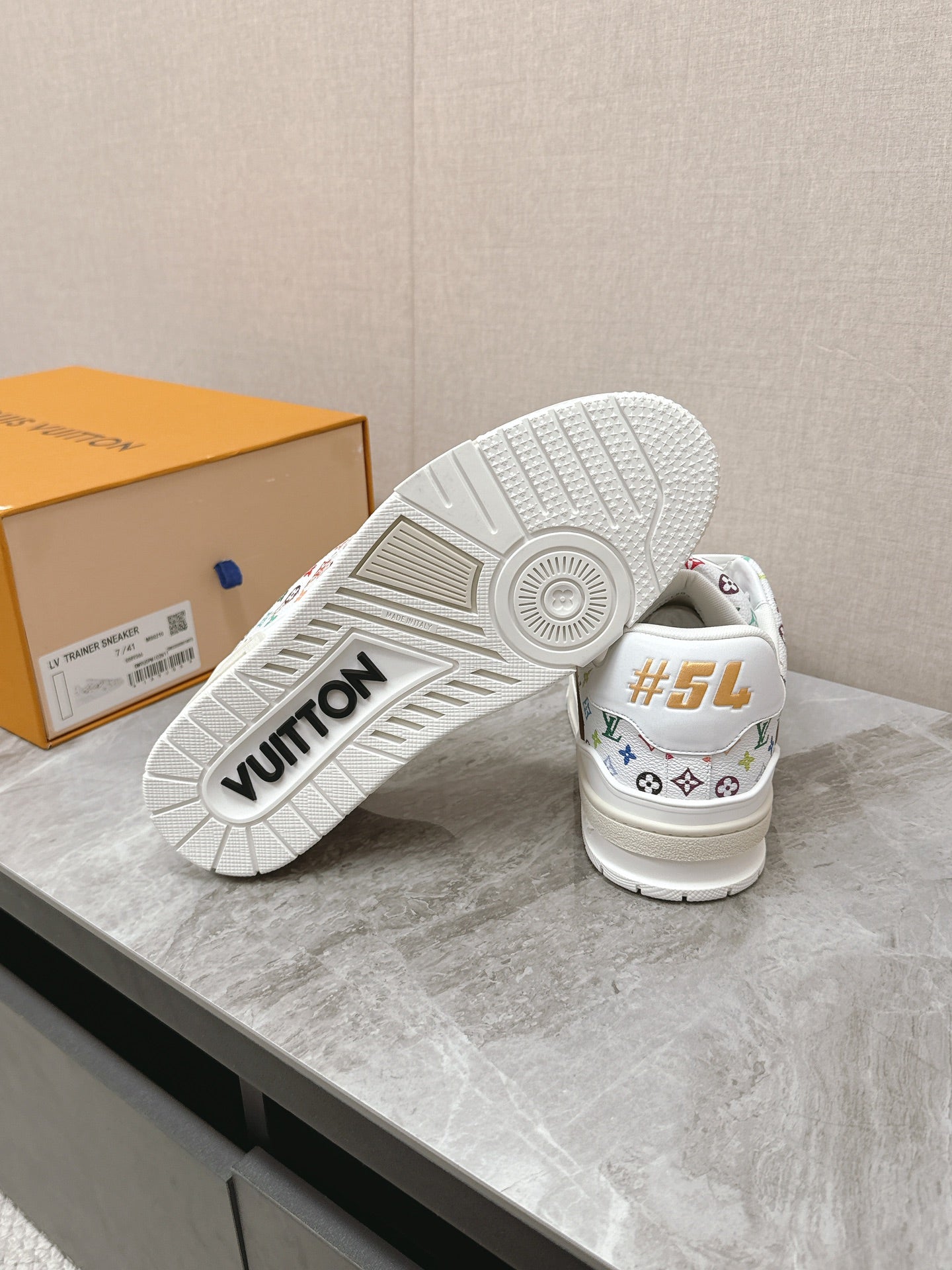 TRAINER SNEAKER IN WHITE MIX COLORFUL CALFSKIN、mysite、Cacoeks
