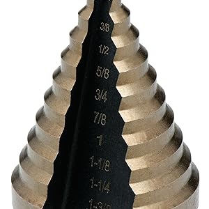 engraved size step drill bit 