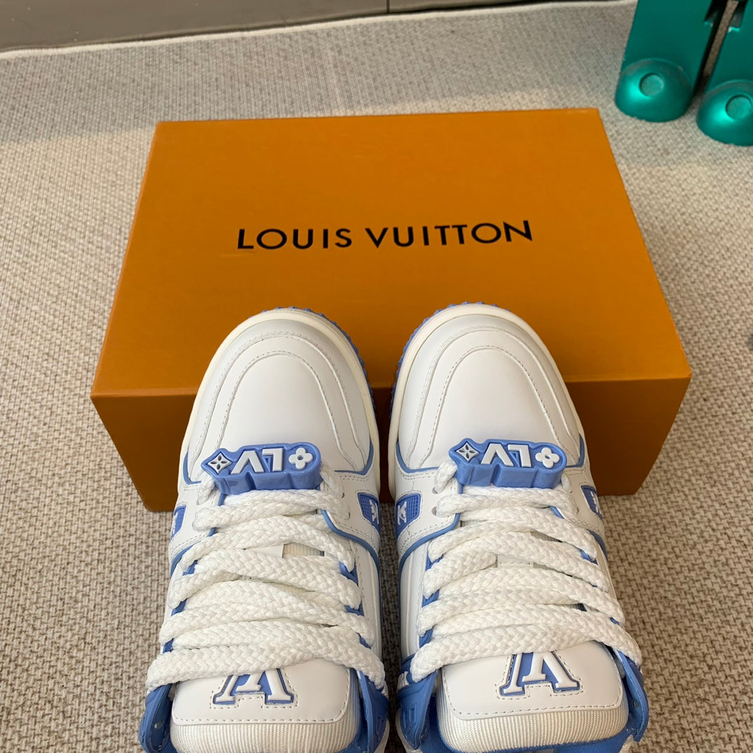 LV TRAINER MAXI SNEAKER IN WHITE MIX OCEAN BLUE CALFSKIN、mysite、Cacoeks