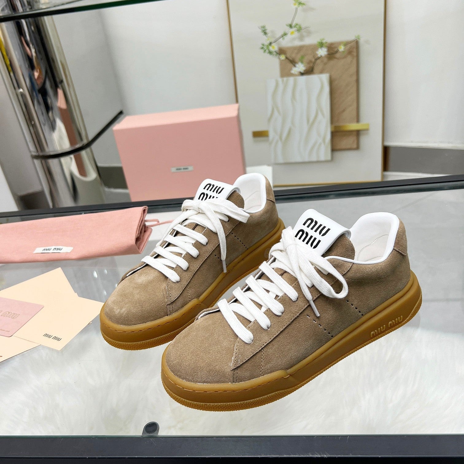 ECRU SNEAKERS IN BROWN BLEACHED SUEDE、mysite、Cacoeks