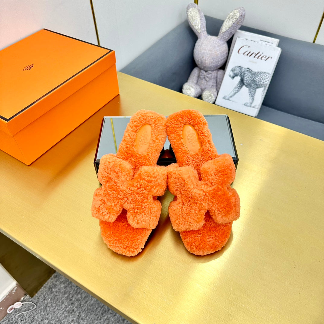 0RAN SHEARLING SANDALS NEON ORANGE、mysite、Cacoeks
