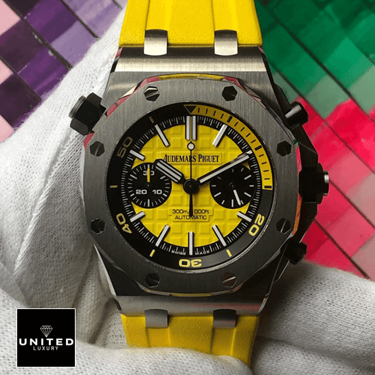 Audemars Piguet Royal Oak Yellow Dial Replica rainbow background