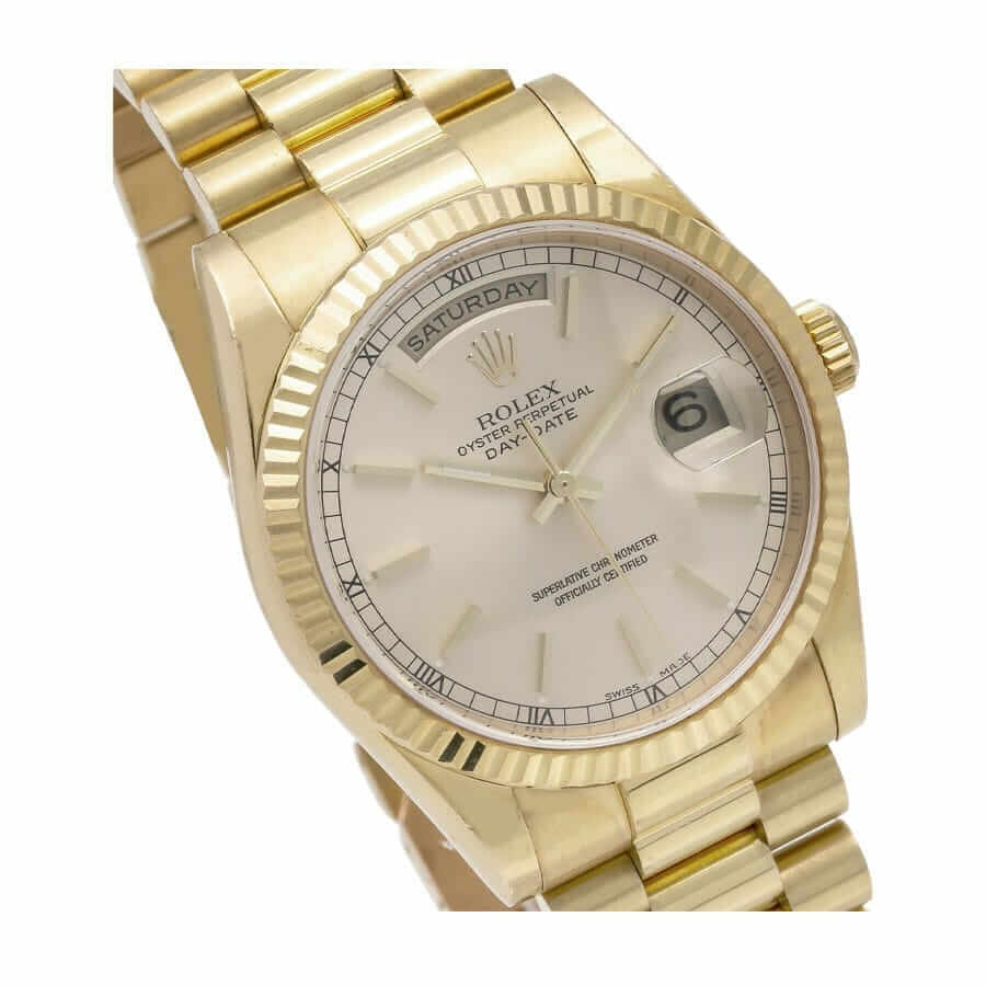 rolex day date automatic yellow gold champagne dial