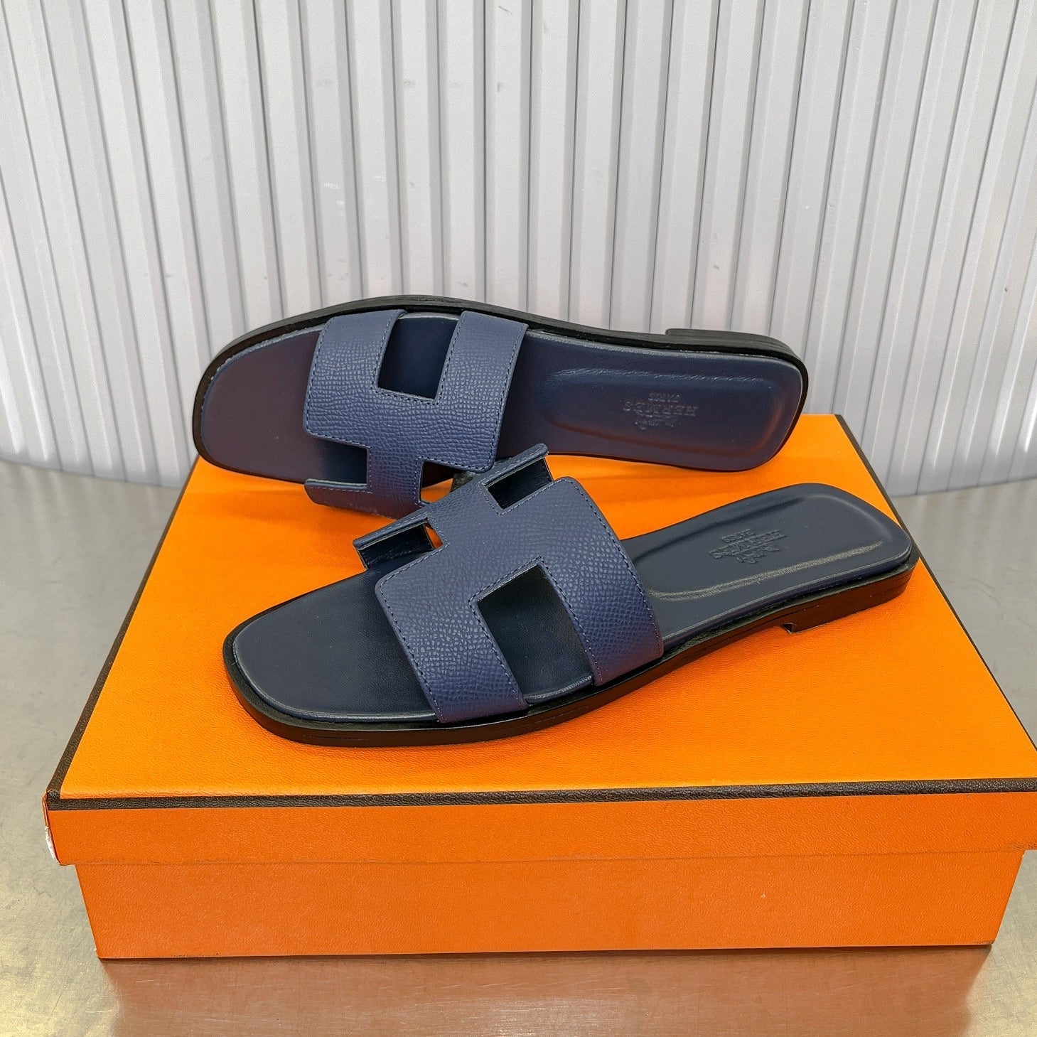0RAN SANDAL IN DARK BLUE CALFSKIN、mysite、Cacoeks