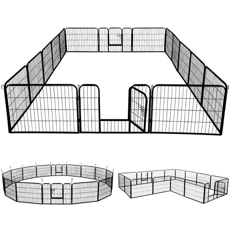 16 Panels Playpen Large Barrier Metal Dog Pen