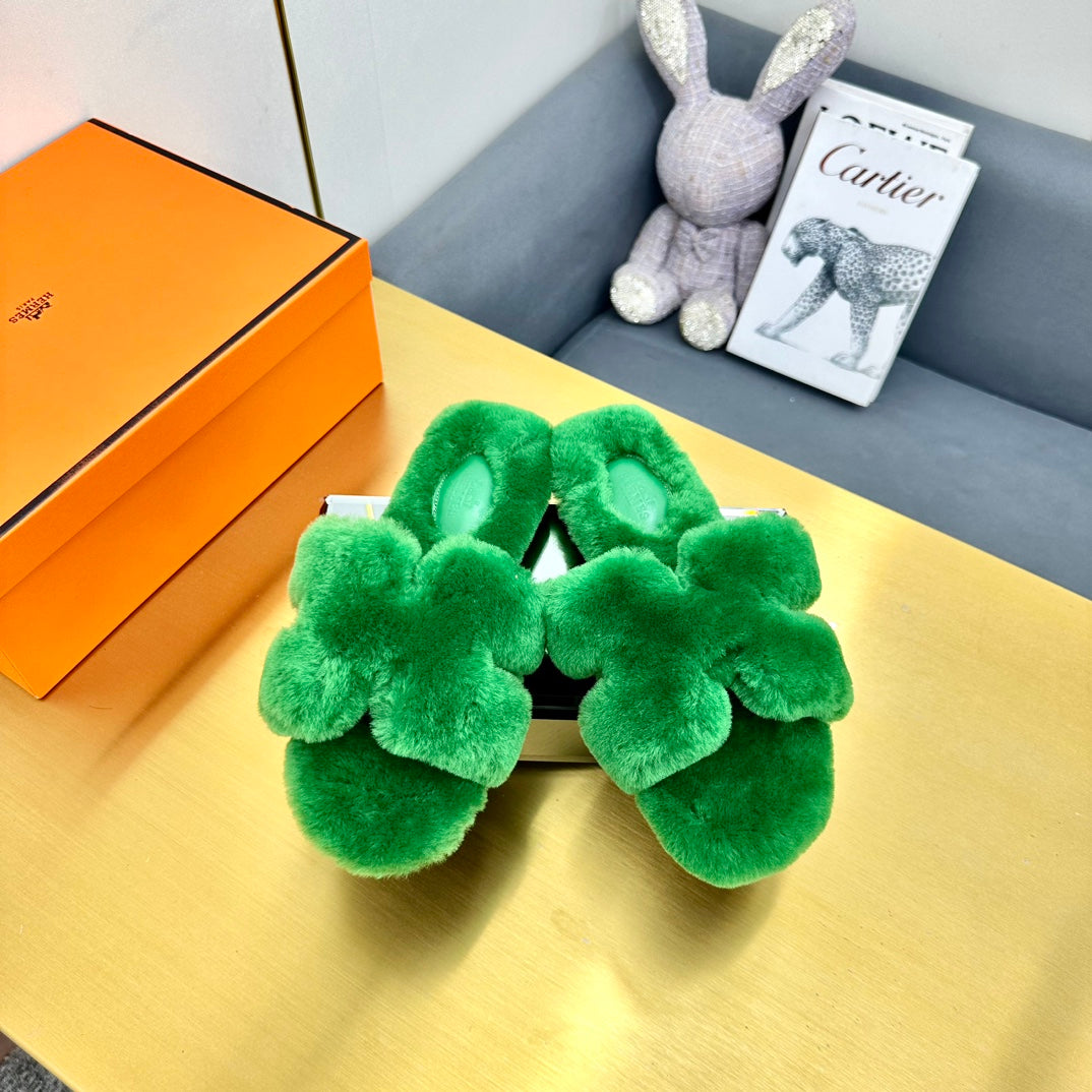 0RAN SHEARLING SANDALS LAWN GREEN、mysite、Cacoeks