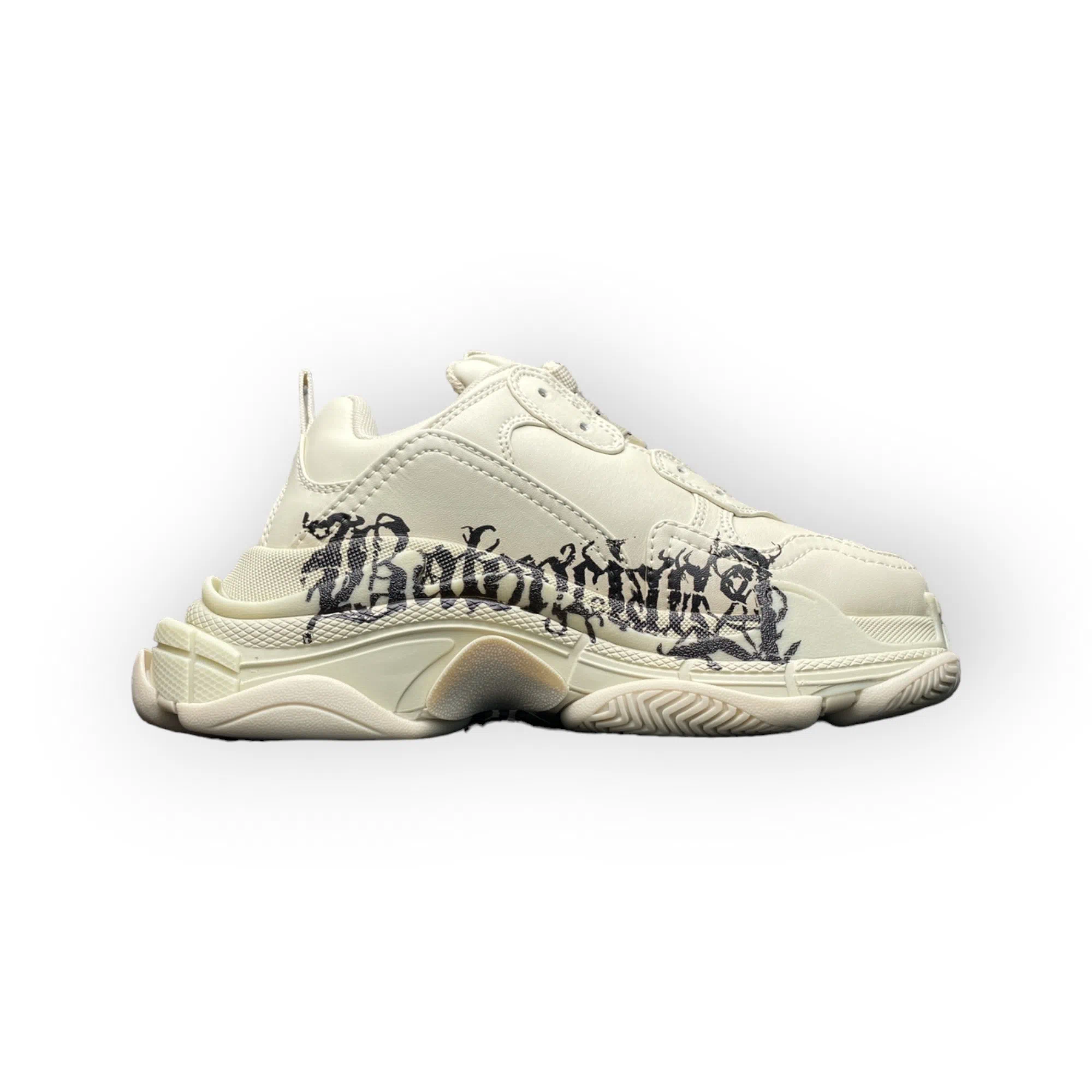 Balenciaga DIY Metal Artwork Printed Cowskin Triple S Sneaker in White Red、mysite、Cacoeks