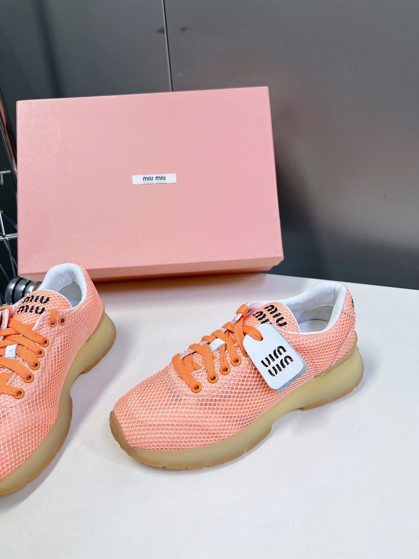 BASIC SNEAKERS IN LIGHT ORANGE MESH、mysite、Cacoeks