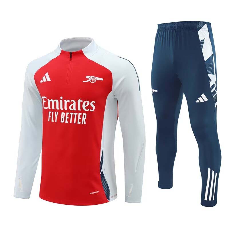 2024/2025 Arsenal Half-Pull Training Suit Red and White Football Shirt 1:1 Thai Quality Set:football jersey mysite: unitedjerseyfootball 邓江浪:football
