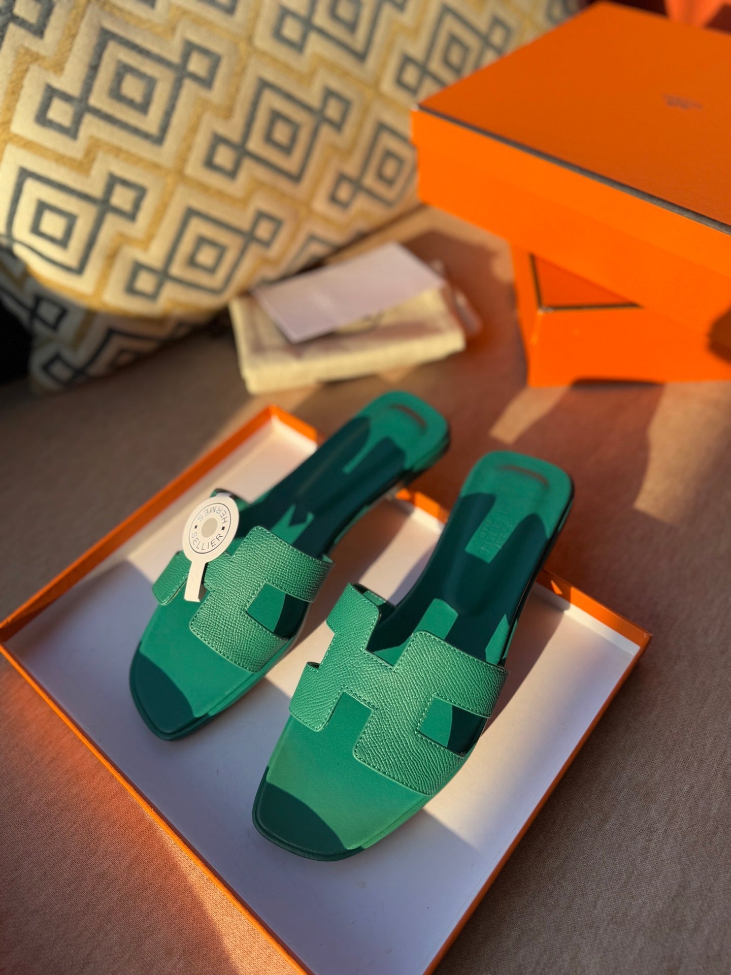 0RAN SANDALS IN PERSIAN GREEN CALFSKIN、mysite、Cacoeks