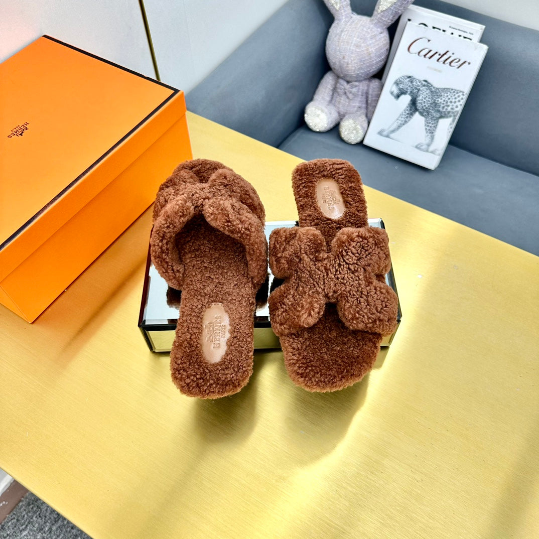 0RAN SHEARLING SANDALS UMBER BROWN、mysite、Cacoeks