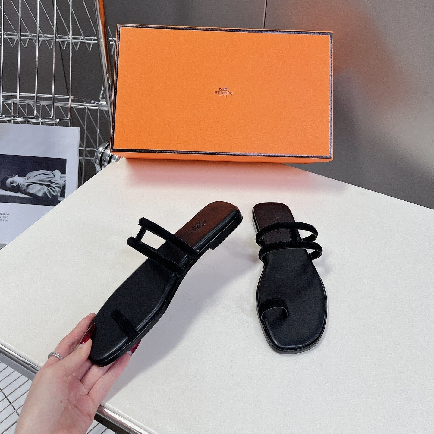 Georgia Sandals Black Suede Black Calfskin、mysite、Cacoeks