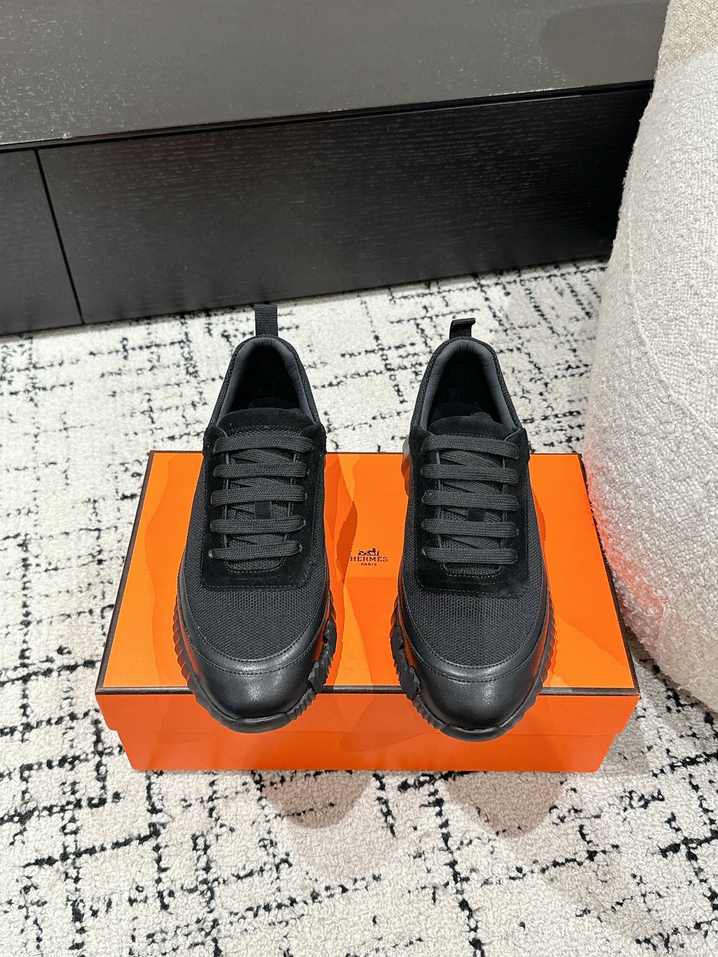 BOUNCING SNEAKER IN BLACK CALFSKIN AND FABRIC、mysite、Cacoeks