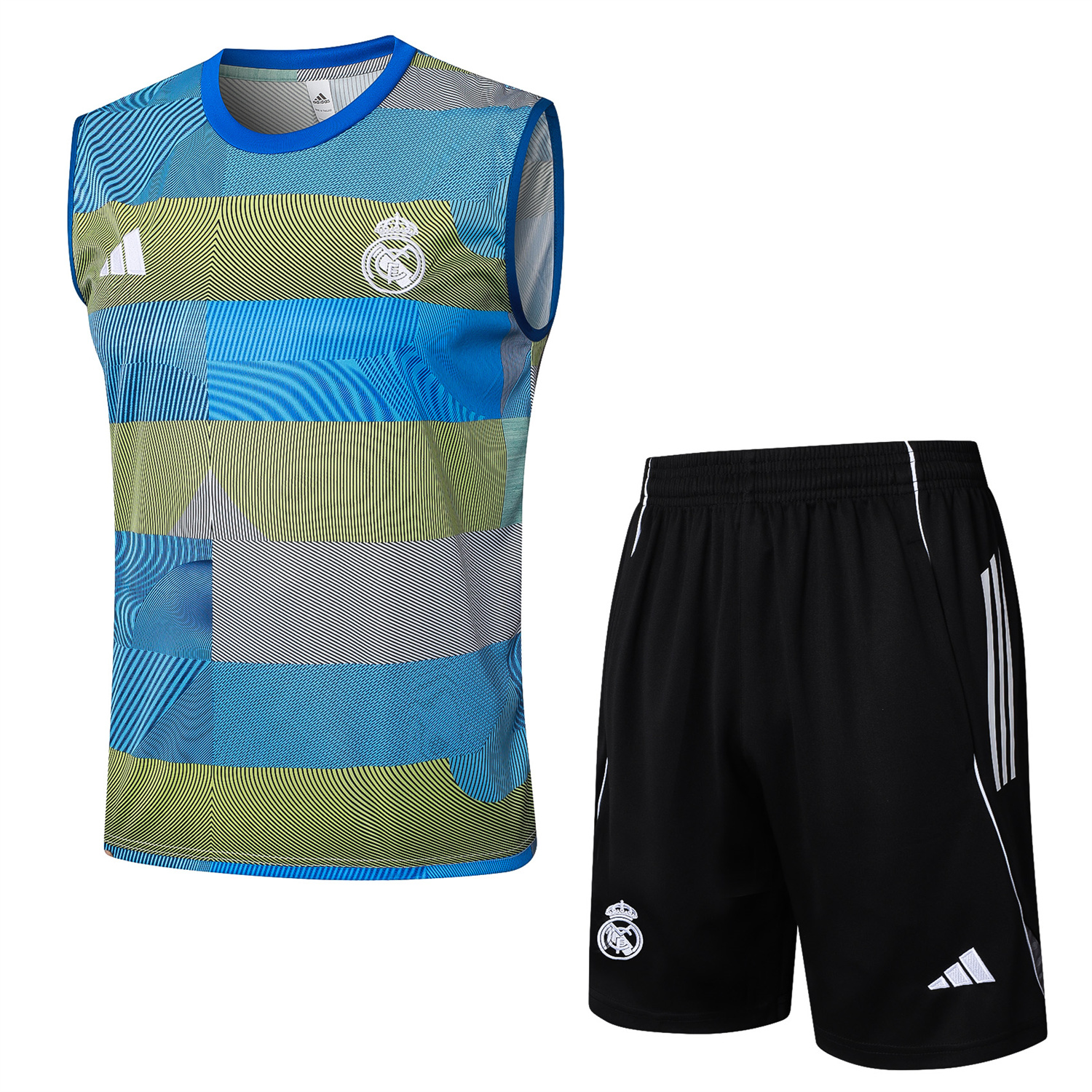 UltraTrikot-Real Madrid 25-26 Vest Training Set - Blue-Gray Camouflage Vest and Black Shorts