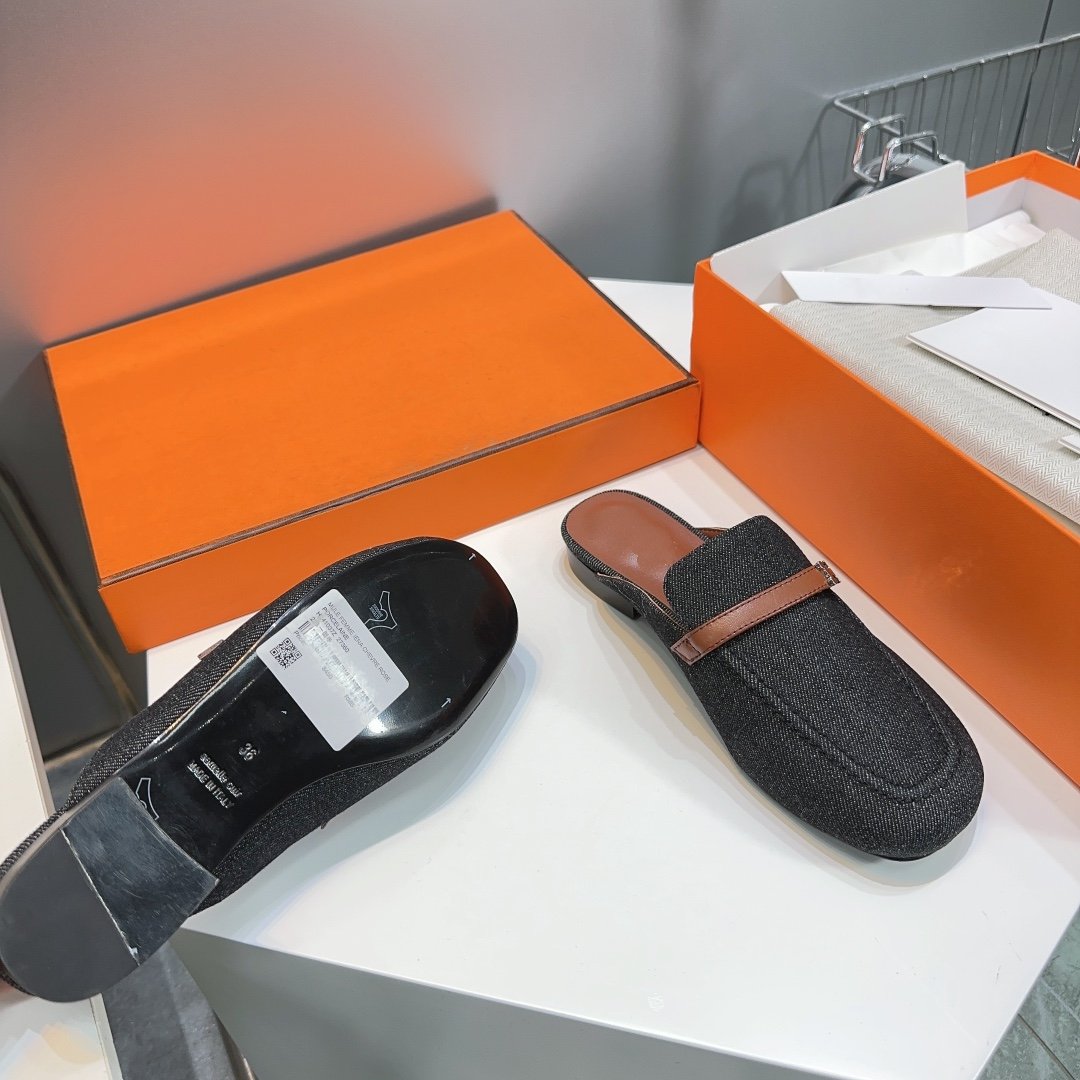 Lena Mule Black Denim、mysite、Cacoeks