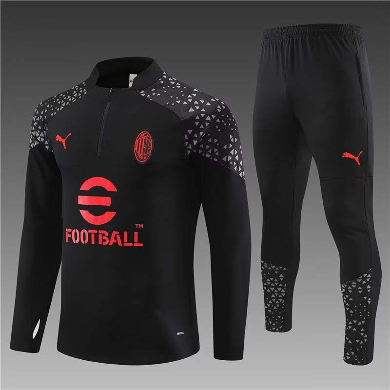 2023/2024 AC Milan Half-Pull Training Suit Black Football Shirt 1:1 Thai Quality Set:football jersey mysite: unitedjerseyfootball 邓江浪:football