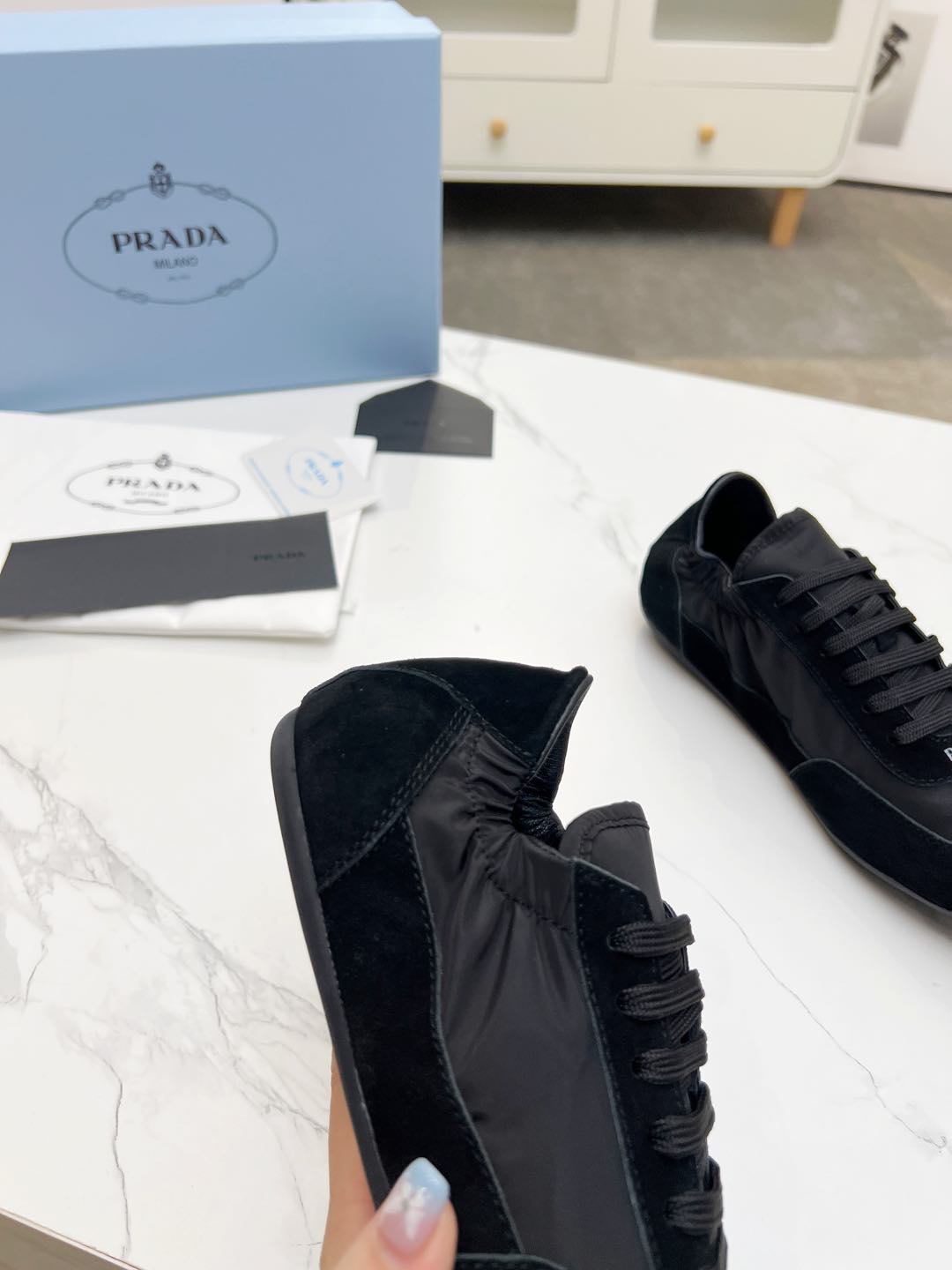 COLLAPSE SNEAKERS IN BLACK SUEDE AND NYLON、mysite、Cacoeks