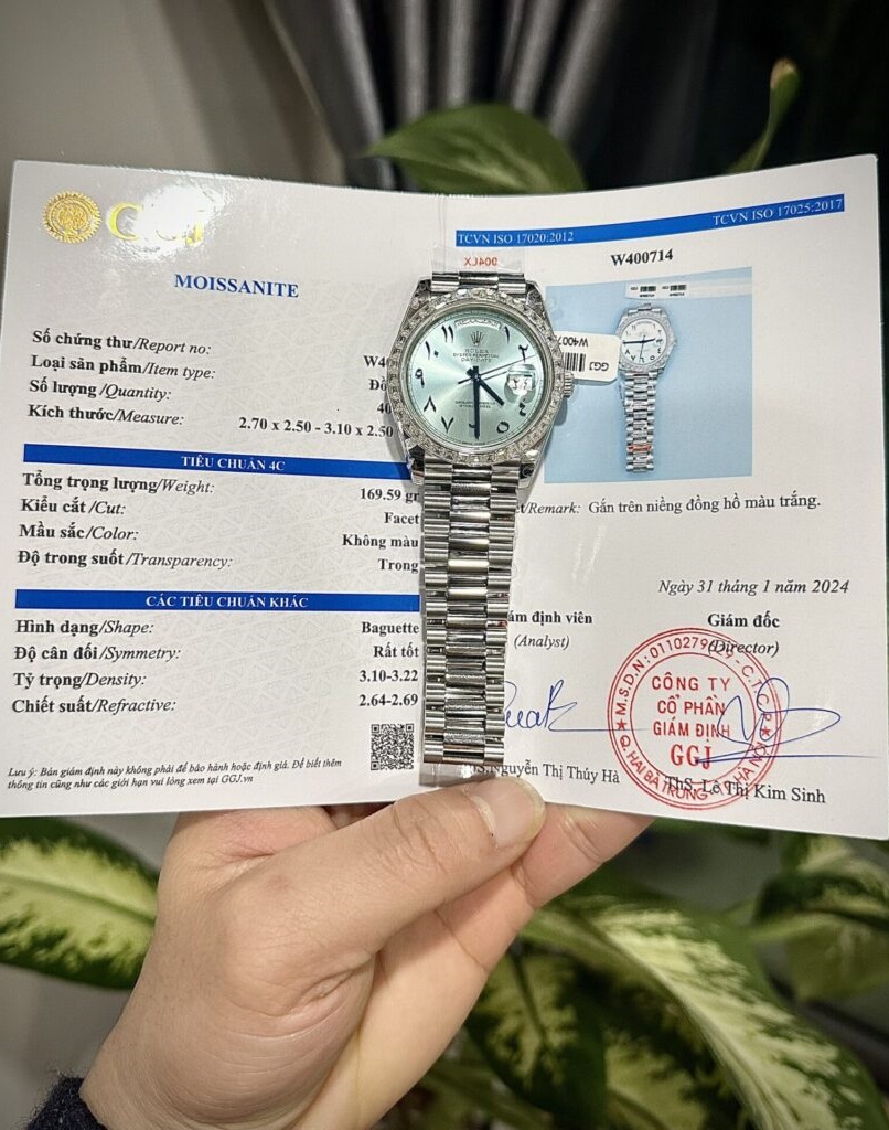 Đồng Hồ Rolex Day-Date Mặt Xanh Băng Cọc Số Arabic Nhà Máy GM 40mm
