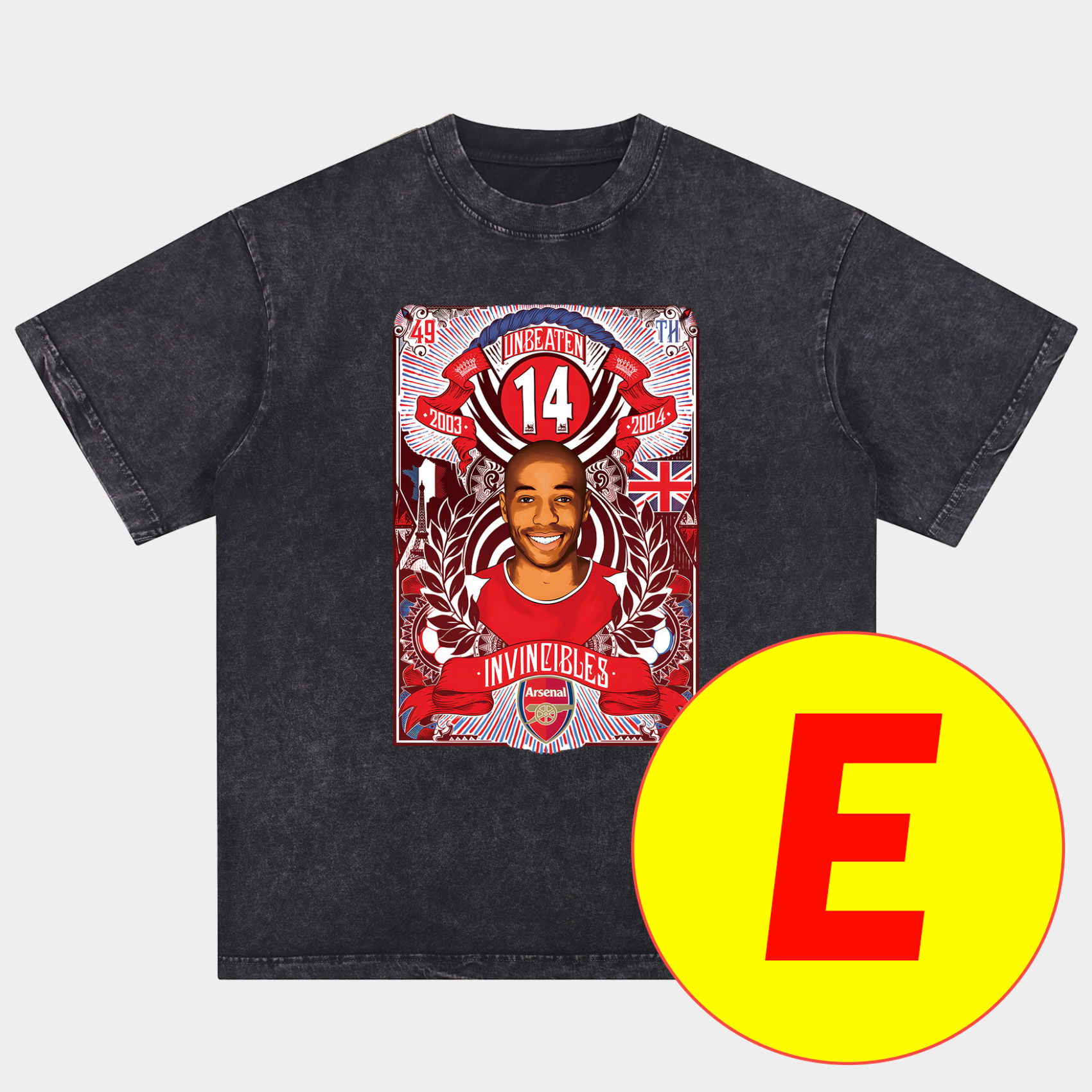 foot-Arsenal Henry Wenger Saka Gunners Oversized Washed T-Shirt