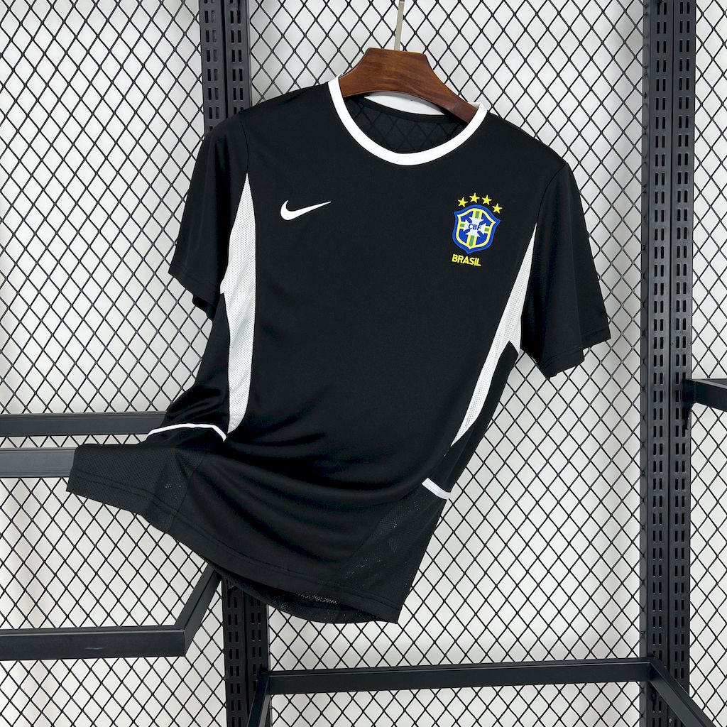 ManixJersey.com | Retro Brazil 2002 Black Goalkeeper Jersey -Customize Name, Number and Patch | Worldwide Shipping
