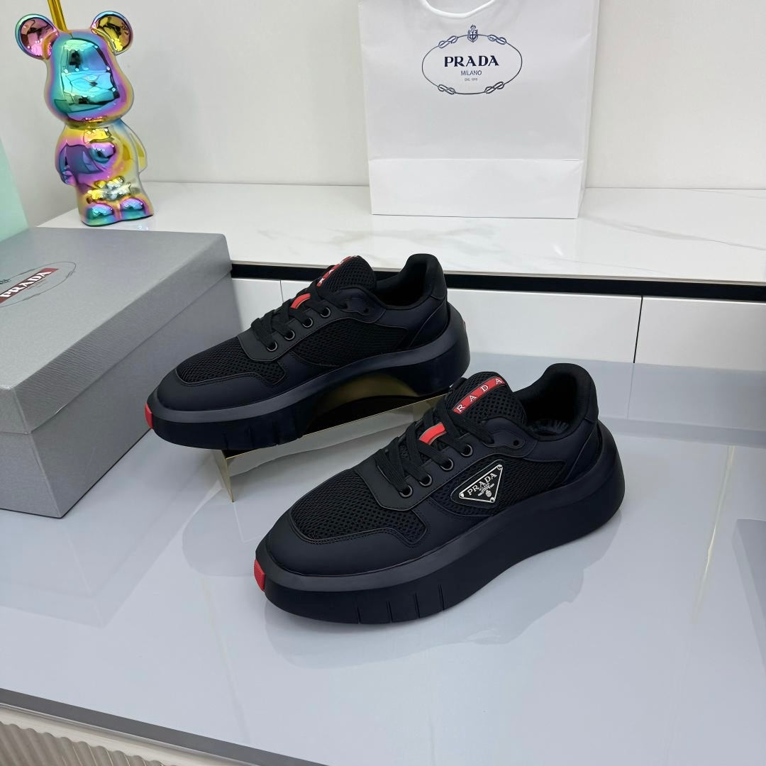 PRADA 25S SNEAKERS IN BLACK CALFSKIN、mysite、Cacoeks