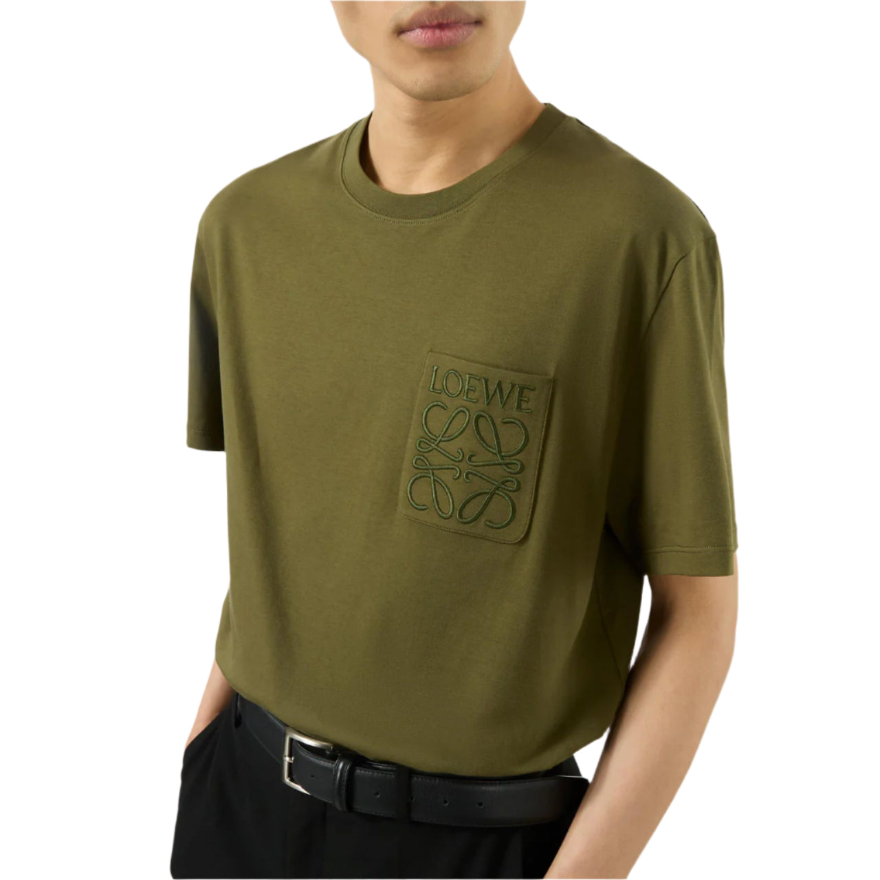 Loewe Anagram Khaki Green T-Shirt with Pocket、mysite、Cacoeks