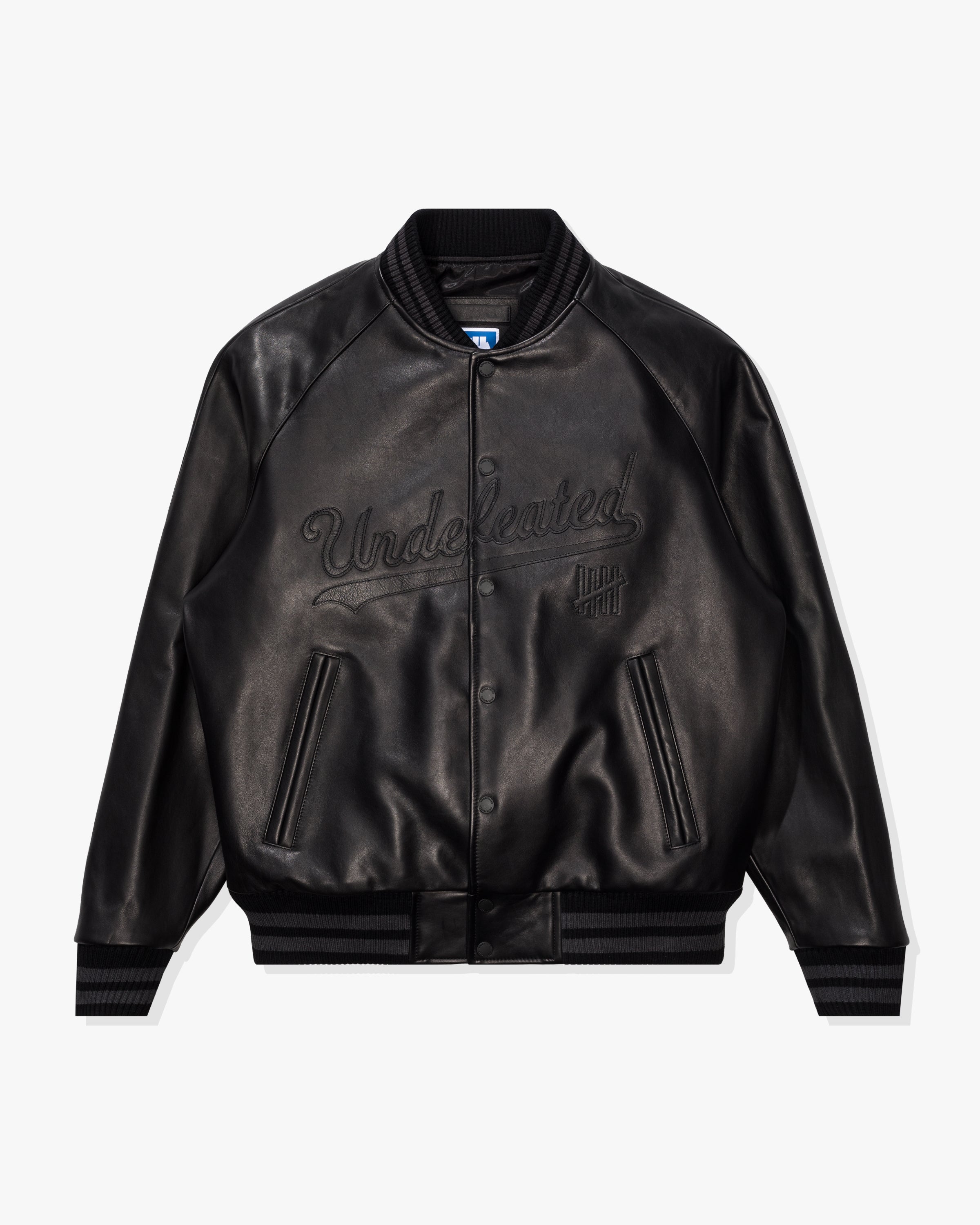 UNDEFEATED LEATHER VARSITY JACKET - BLACK