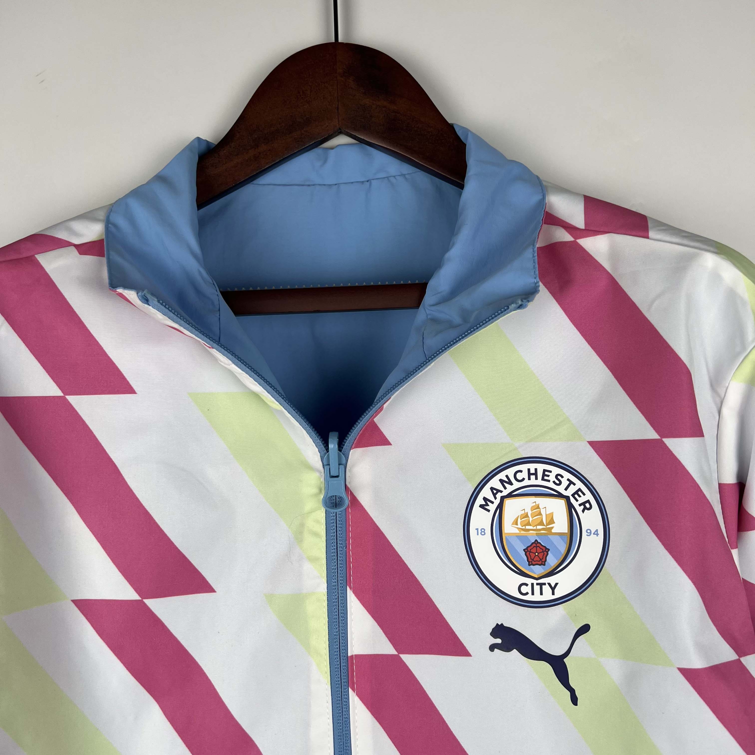 2023/2024 Manchester City Reversible Windbreaker Blue Soccer Jersey 1:1 Thai Quality:football jersey mysite: unitedjerseyfootball 邓江浪:football