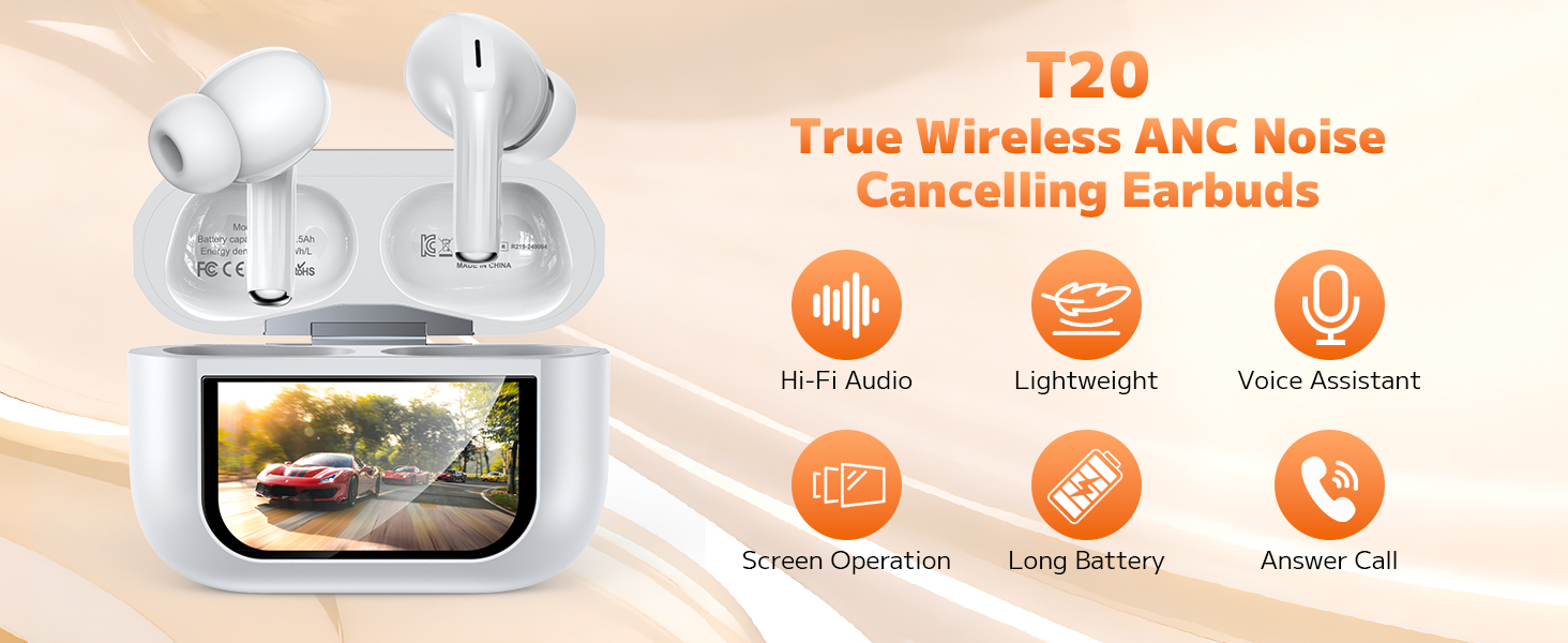True Wireless ANC Noise Cancelling Earbuds
