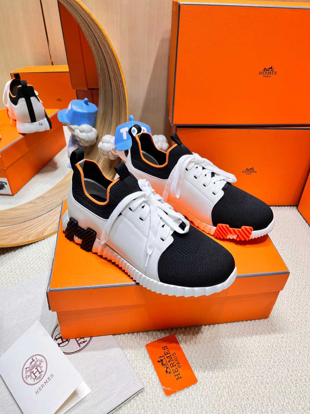 DEPART SLIP-ON SNEAKER IN WHITE MIX BLACK KNIT AND CALFSKIN、mysite、Cacoeks