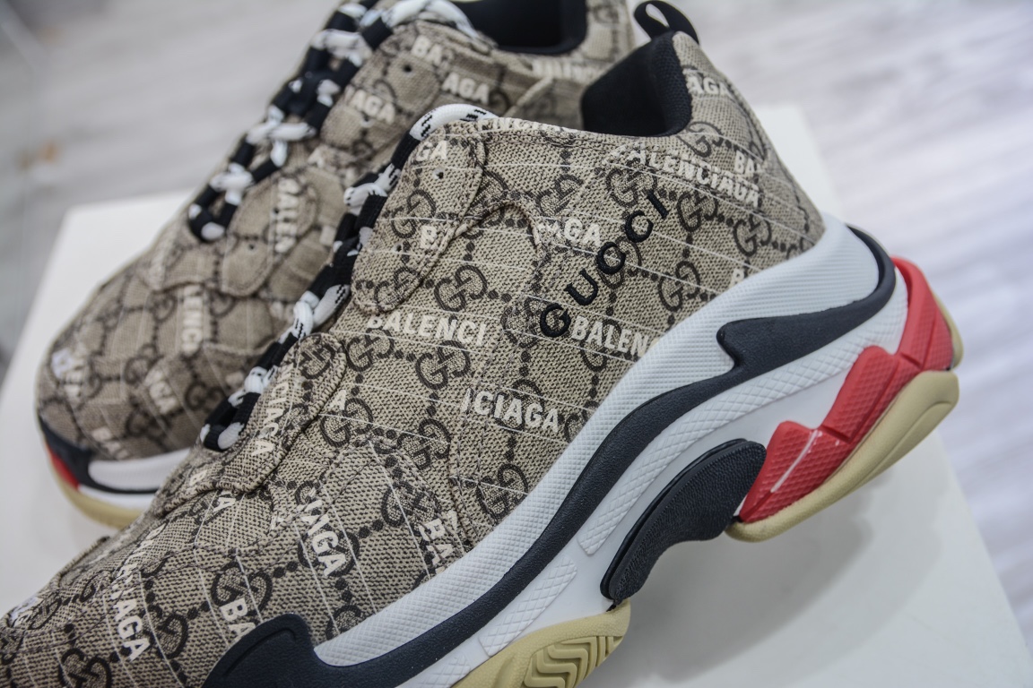 Balenciaga Triple S Sneaker x Gucci in Brown Red、mysite、Cacoeks