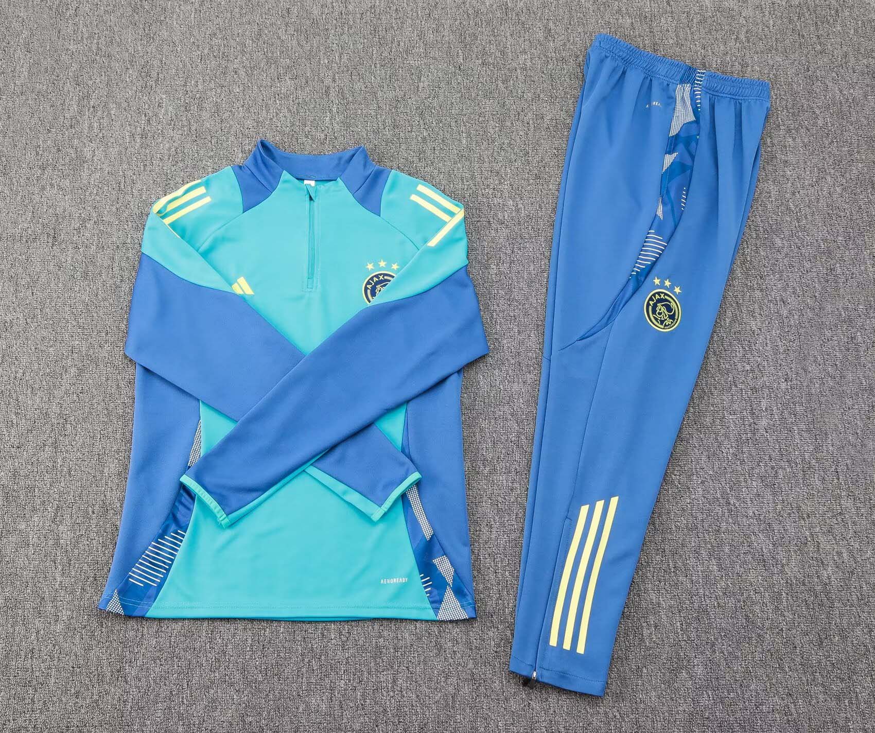 2024/2025 Ajax Half-Pull Training Suit Baby blue Football Shirt 1:1 Thai Quality Set:football jersey mysite: unitedjerseyfootball 邓江浪:football