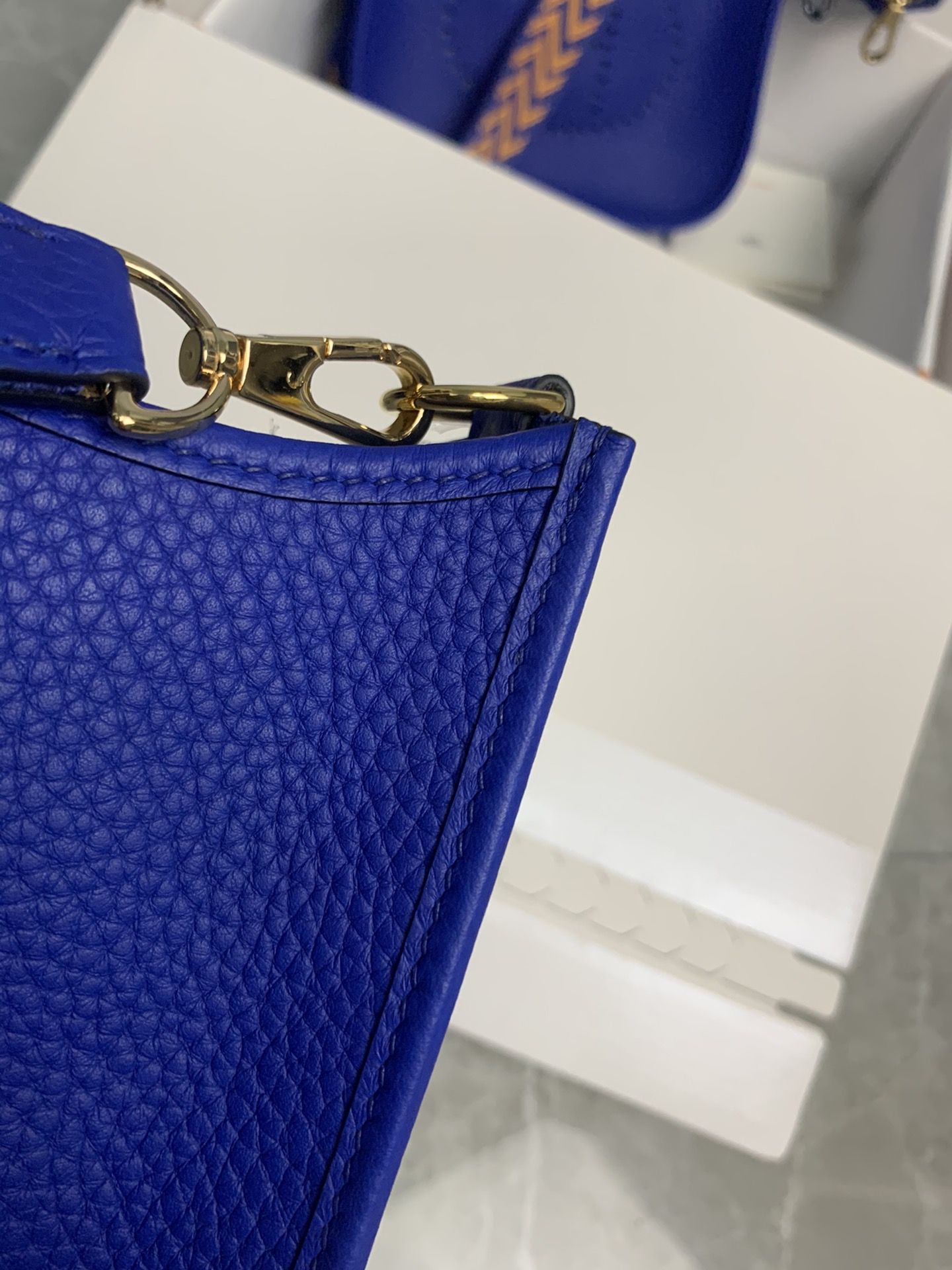 Replica Hermes Evelyne Mini Bag 17cm Original Togo Leather Dark Blue