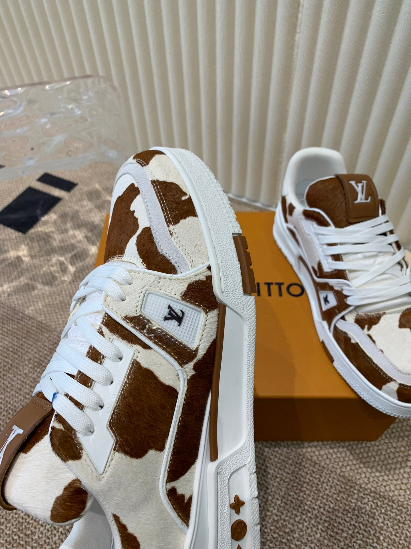 LV TRAINER SNEAKER PONY BROWN MIX WHITE、mysite、Cacoeks