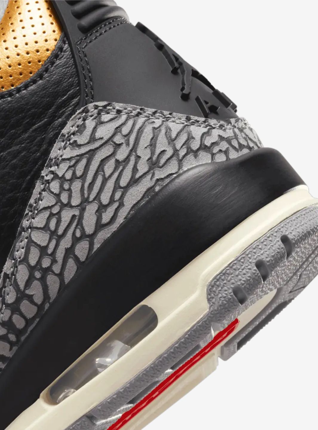 Air Jordan 3 Retro Black Cement Gold、JORDAN、Cacoeks