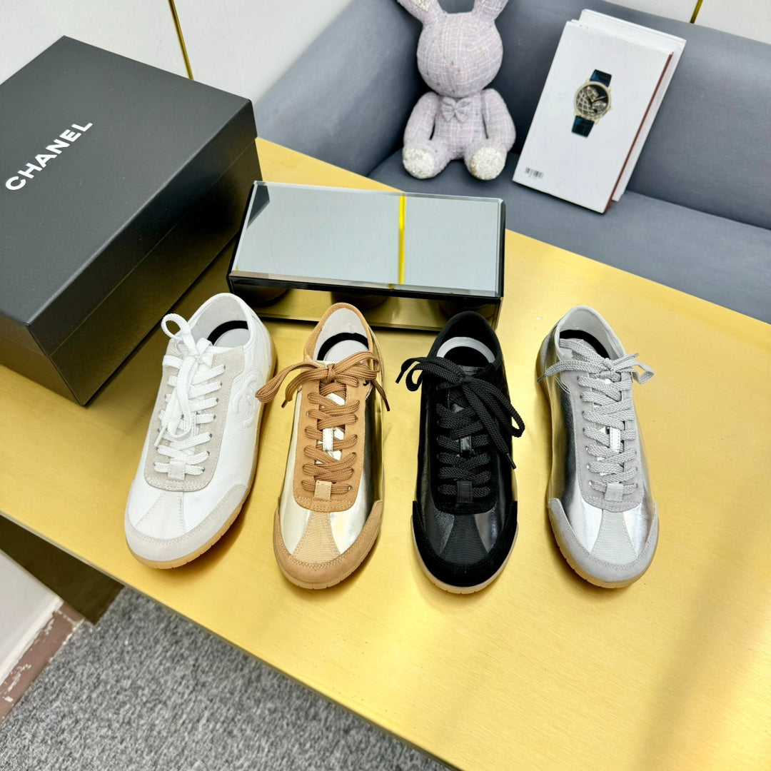 CC SNEAKER IN GOLD CALFSKIN AND SUEDE、mysite、Cacoeks