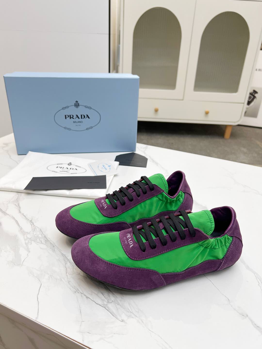 COLLAPSE SNEAKERS IN PURPLE SUEDE AND GREEN NYLON、mysite、Cacoeks
