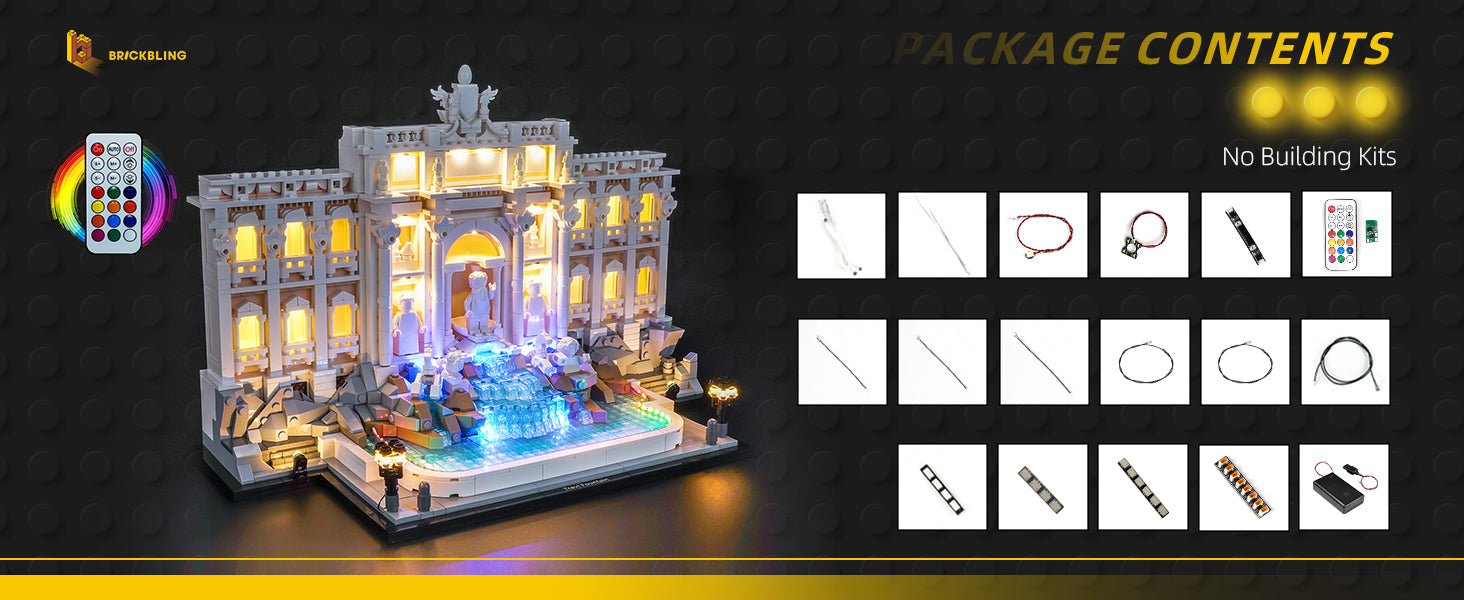 BrickBling Light Kit for LEGO Architecture Trevi Fountain 21062 RGB Remote Control Version
