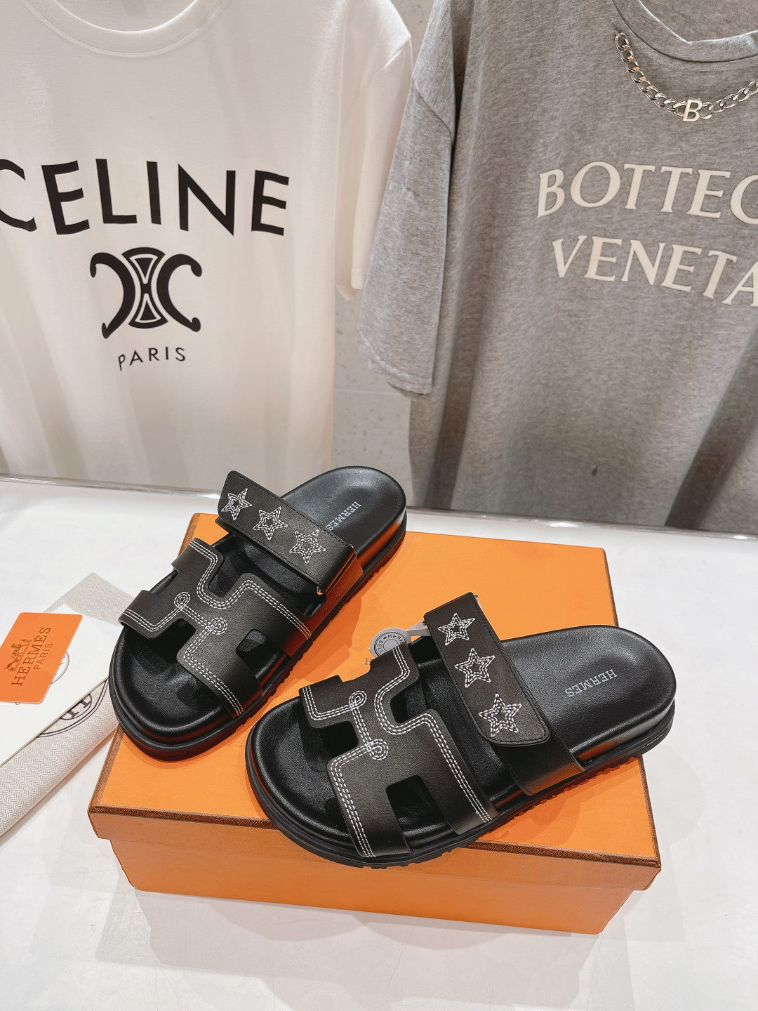 STAR-PATTERNED SANDAL BLACK CALFSKIN、mysite、Cacoeks