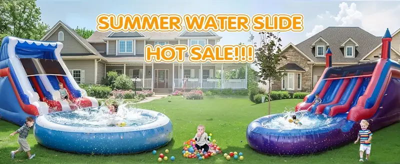 water slide for adults heavy duty pvc inflatable water slide with pool 1100w blower for outdoor slide park 24x13x12ft details 2