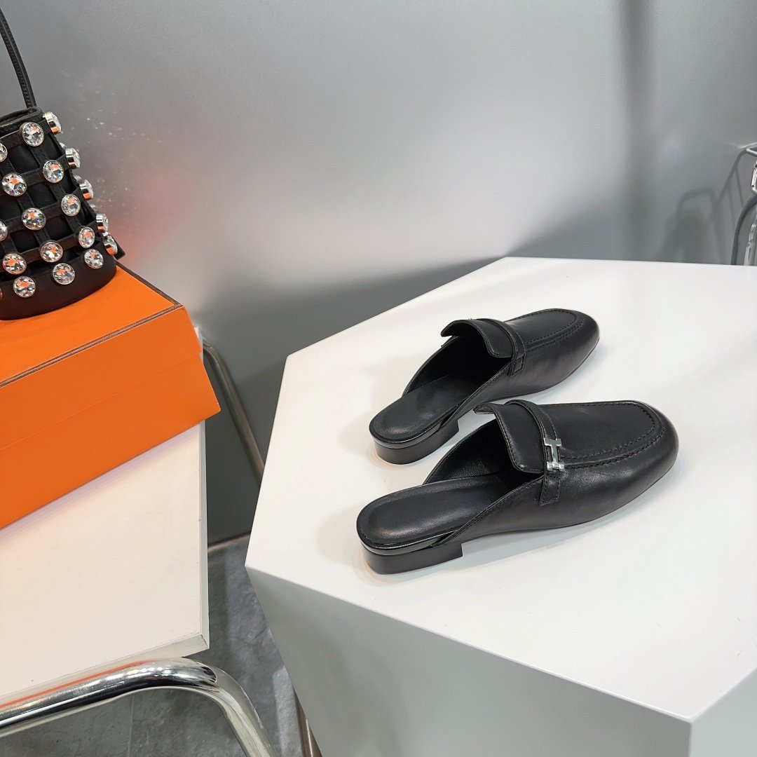 Lena Mule Black Leather、mysite、Cacoeks