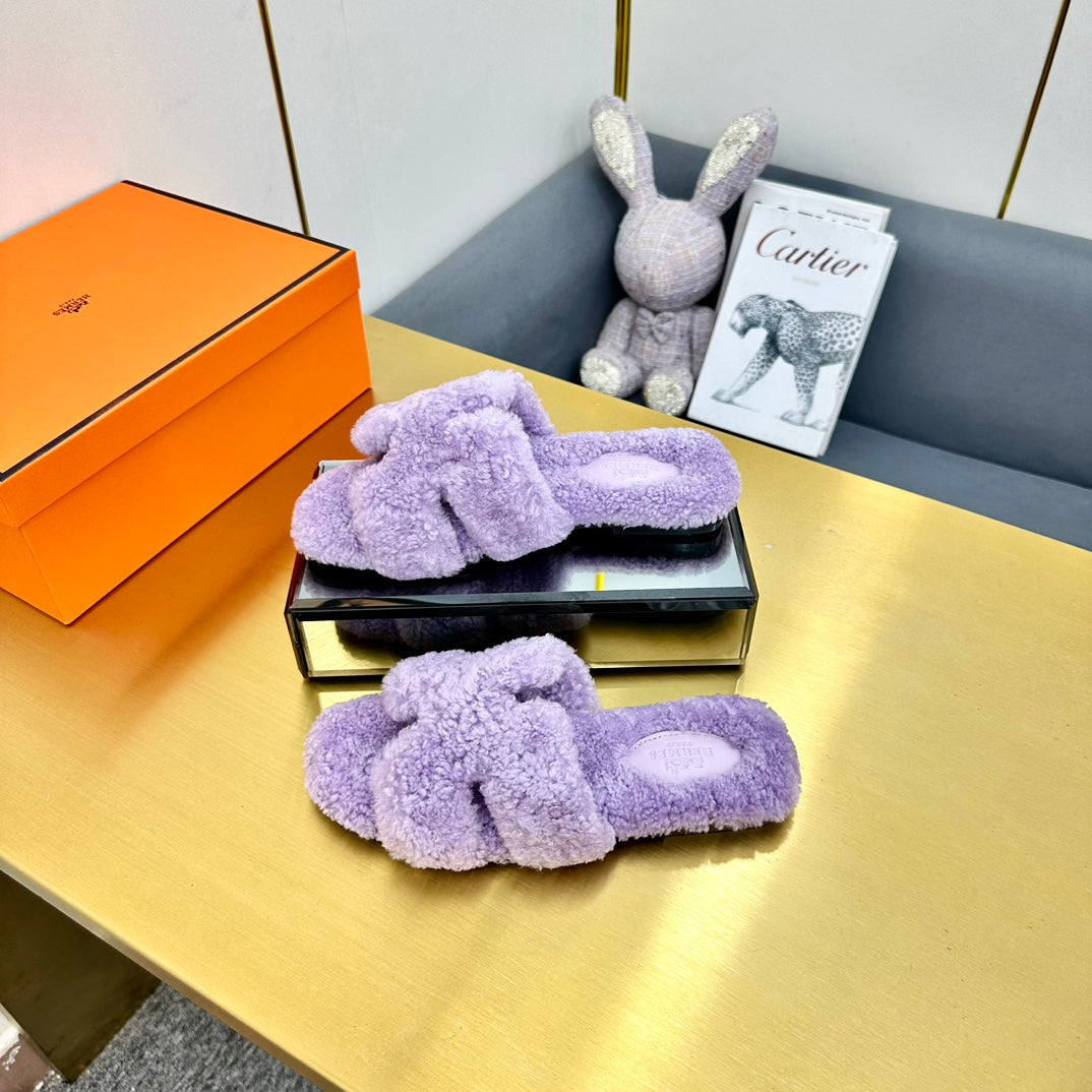 0RAN SHEARLING SANDALS PERIWINKLE PURPLE、mysite、Cacoeks