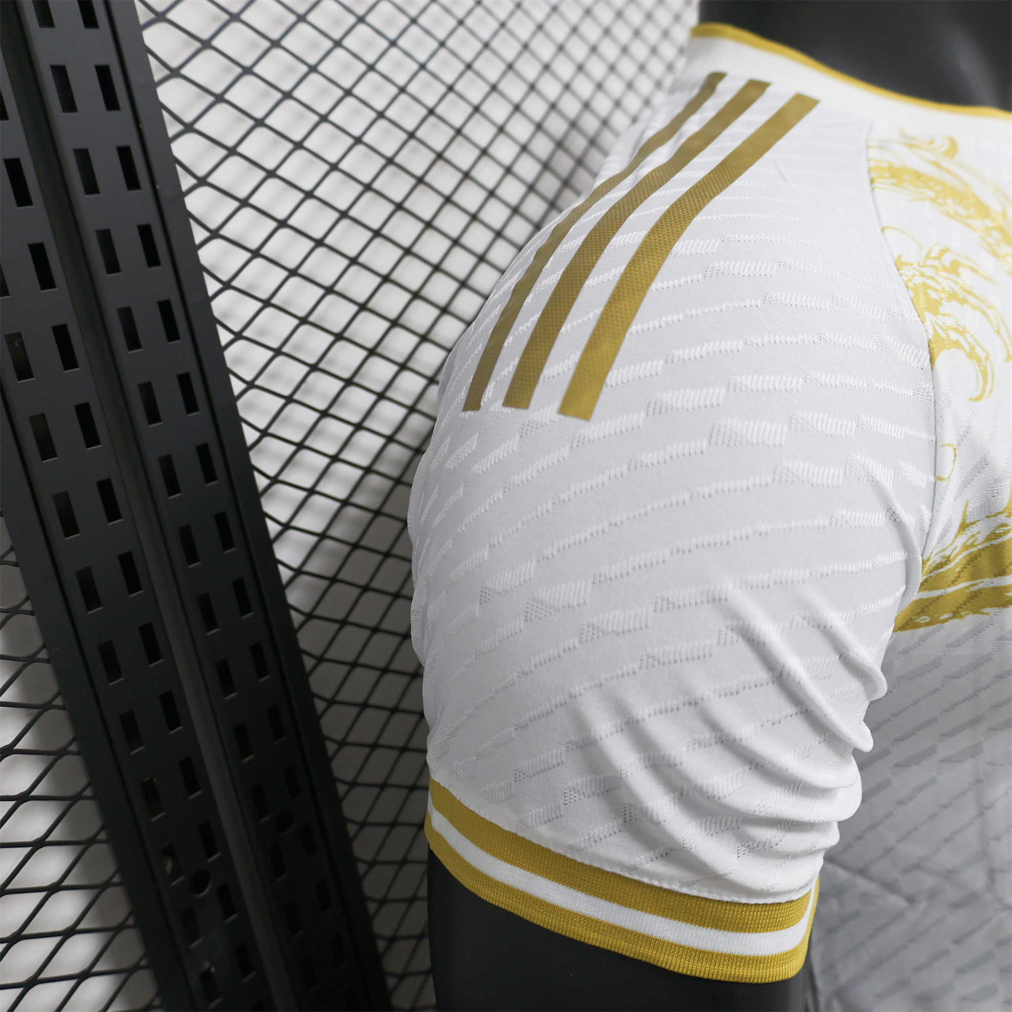 JerseysGala.com | Real Madrid 24-25 Gold Dragons Pattern White Special Edition Jersey - Player Version -Customize Name, Number and Patch | Worldwide Shipping