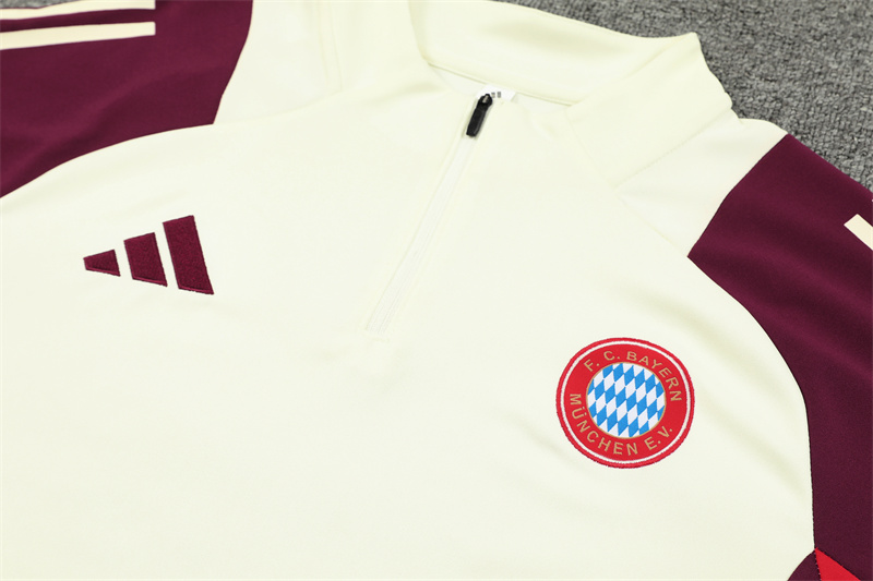 Higojerseys-Bayern Munich 24-25 Long Sleeve Training Set - White & Red