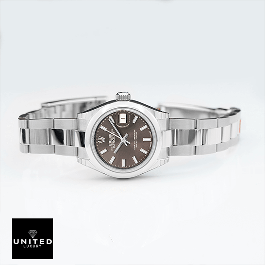 Datejust Dark Grey Replica 7 Rolex 279160 Datejust Dark Grey Oyster Replica side view and white background